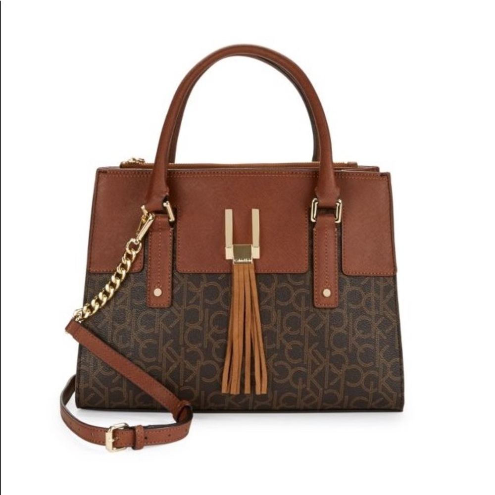 ❌SOLD! CALVIN KLEIN Faux Leather Monogram Satchel